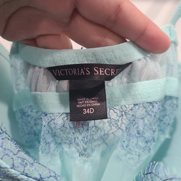 Victoria's Secret Womens Sz 34D Light Blue Fairy Open Front Slip Top Nightie - Picture 8 of 10